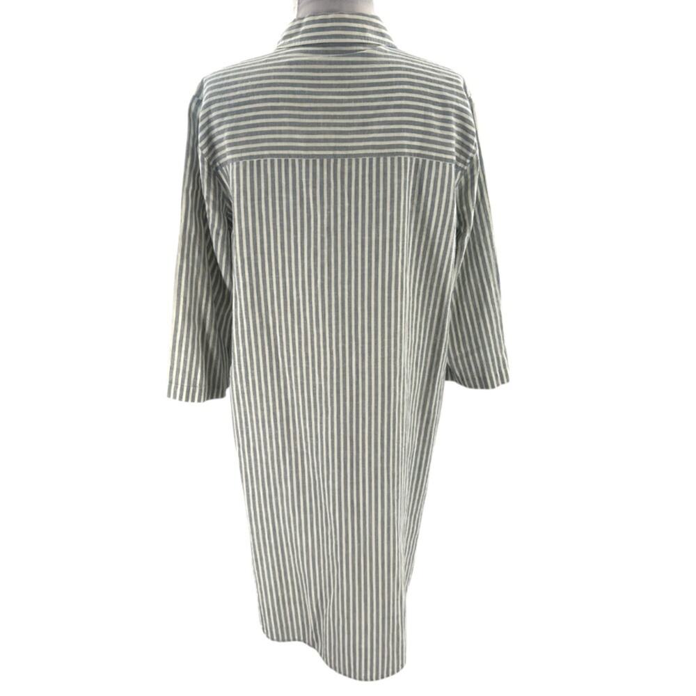 Eileen Fisher Chambray Hemp Striped
Shirt Dress Tunic Sz M blue white - Picture 6 of 11